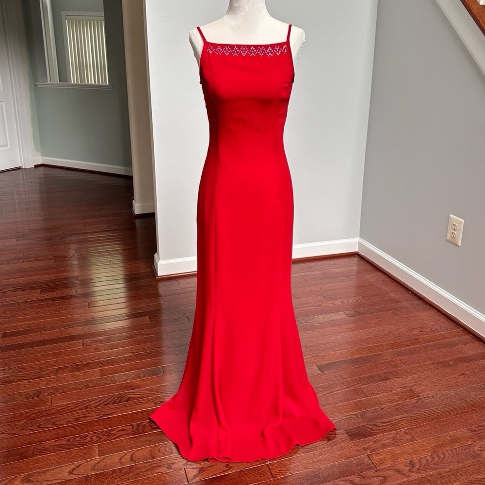 Gunne Sax Vintage Y2K Formal Bejeweled Rhinestone Formal Gown Red‎ Dress
